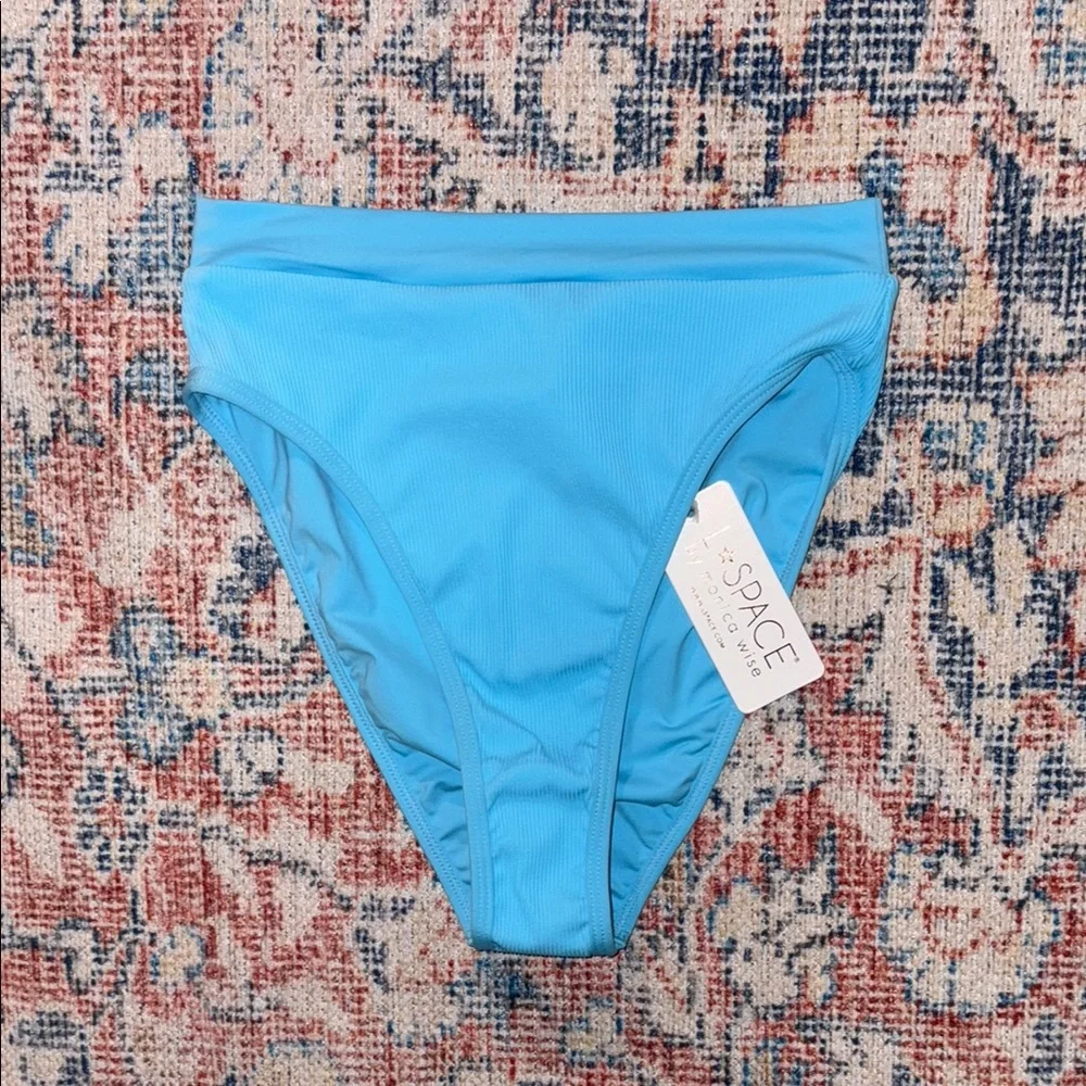 L*Space Frenchi Ribbed Bitsy Bikini Bottoms in Aquarius Blue SZ S NWT - Picture 3 of 5